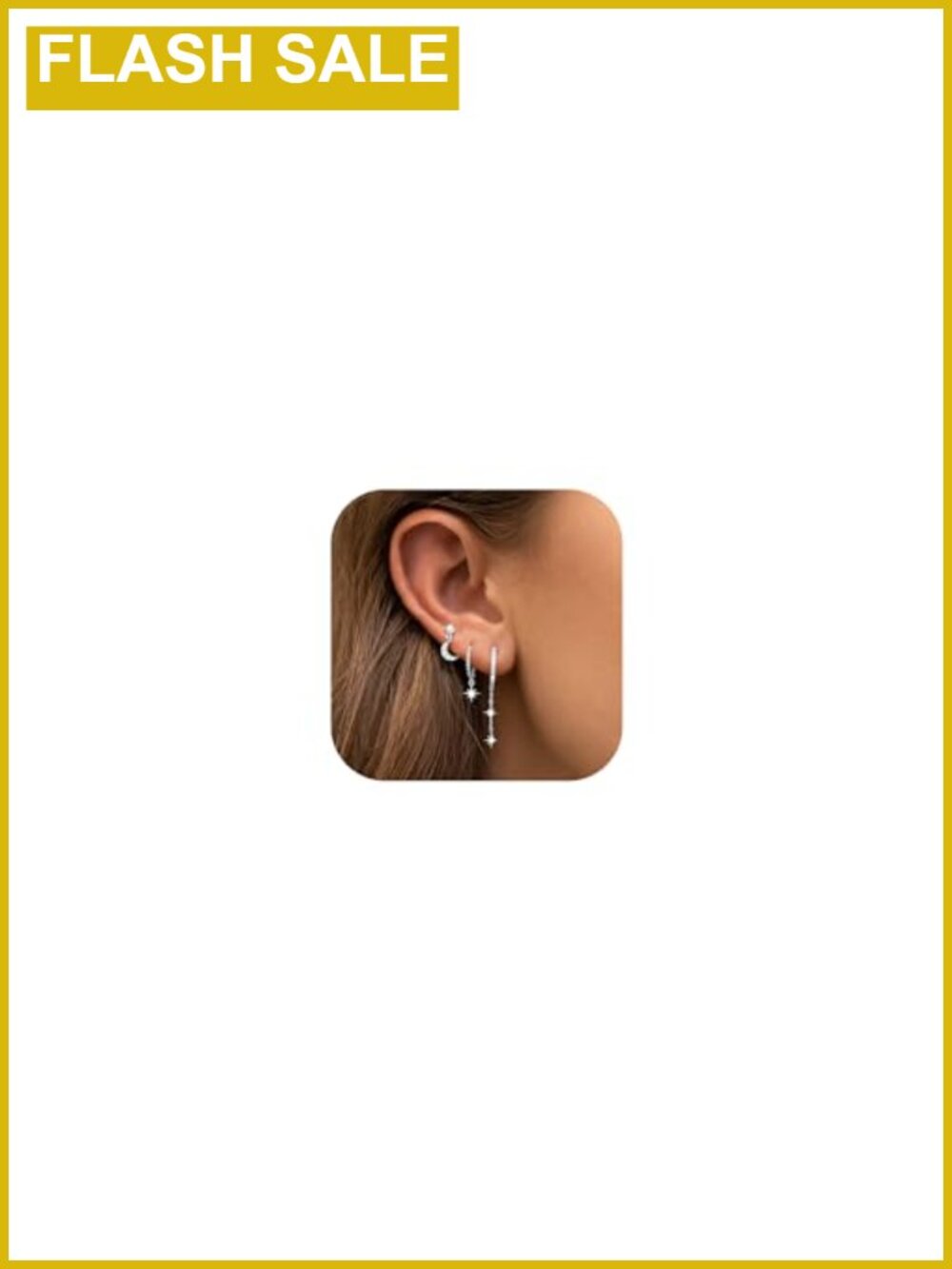 3 Pairs Silver Earrings Set for Women Hypoallergenic Butterfly Moon Star CZ